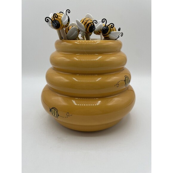 The Lifestyles Collection Bee Honey Dipper Beehive Holder + 10 Wood Dippers Bsh - Picture 6 of 16